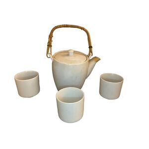 Vintage Japanese Ceramic Tea Set Kettle Cups Porcelain Collectible Oriental